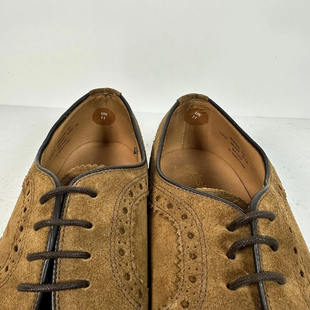 Design Loake Brown Suede Oxford Brogues Lace‎ Shoes Goodyear Welt Men's Sz UK 11